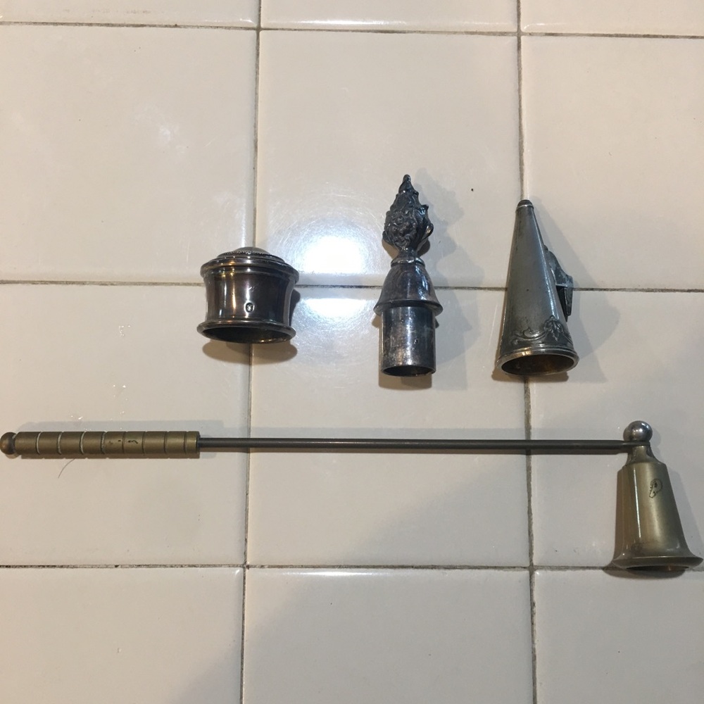 Vintage candle snuffers brass pewter